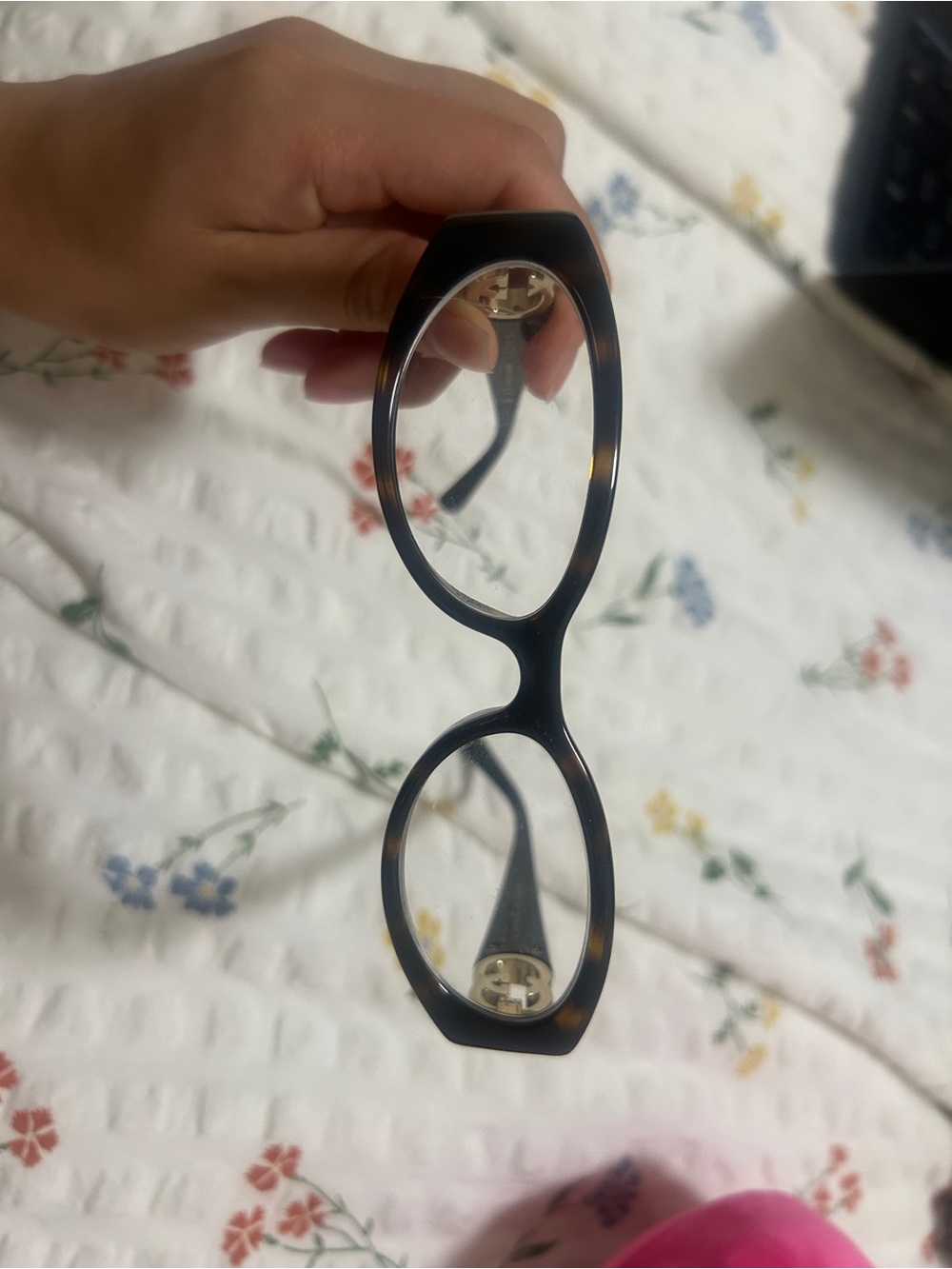 Gucci Women's Tortoiseshell Oval Eyeglasses in Brown and Black new w/ case